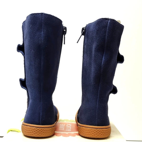 Navy Blue Suede Leather Zippered Boots by Livie & Luca - Picture 5 of 8